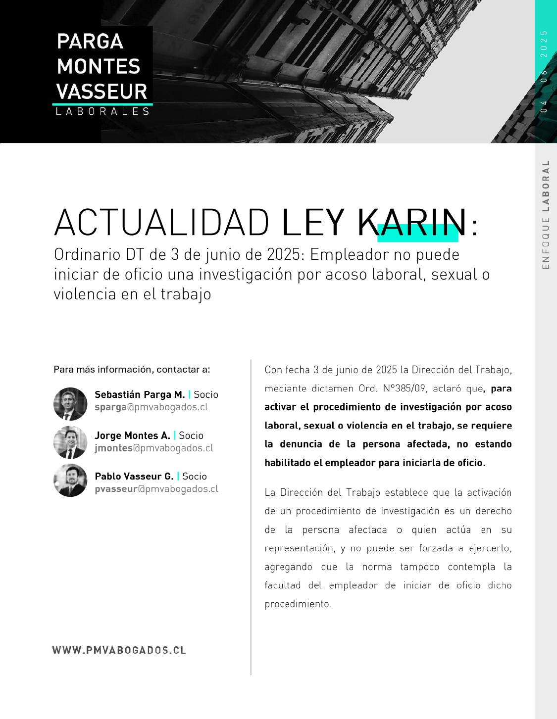 Ley Karin: empleador no puede iniciar de oficio una investigación por acoso laboral, sexual o violencia en el trabajo