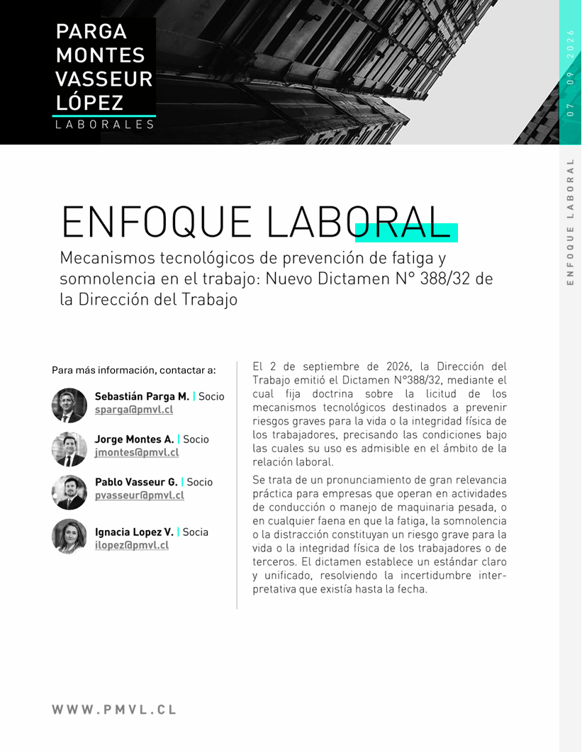 Mecanismos tecnológicos de prevención de fatiga y somnolencia en el trabajo: Nuevo Dictamen N° 388/32 de la Dirección del Trabajo